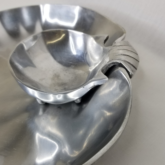 Wilton Armetale Pewter 2Pc Clam Shell Chip Dip Veggie Serving Tray Party Set - Picture 4 of 11